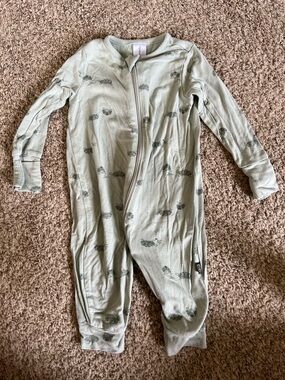 Infant Green Zip-Front One-Piece Sleepwear